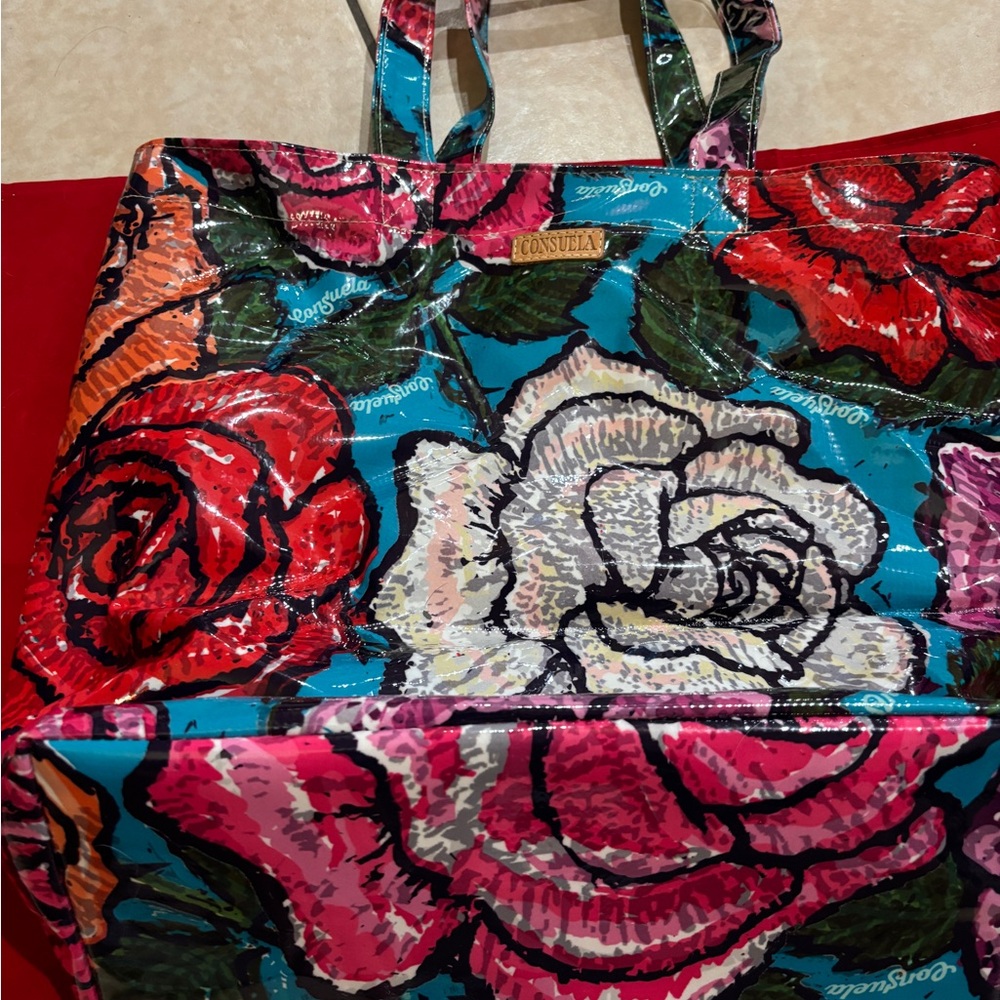 Consuela Vibrant Floral Tote - Red, Pink, Blue